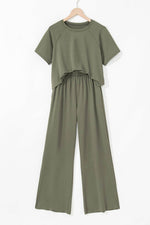 Load image into Gallery viewer, Seagrass Raw Hem Loose Tee and Wide Leg Pants Set - Fashion Queen - 9