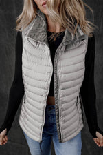 Load image into Gallery viewer, Silvery Plush Collared Quilted Zipped Puffer Vest - Fashion Queen - 11