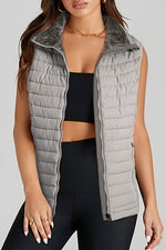 Load image into Gallery viewer, Silvery Plush Collared Quilted Zipped Puffer Vest - Fashion Queen - 12