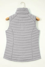 Load image into Gallery viewer, Silvery Plush Collared Quilted Zipped Puffer Vest - Fashion Queen - 16