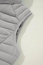 Load image into Gallery viewer, Silvery Plush Collared Quilted Zipped Puffer Vest - Fashion Queen - 19