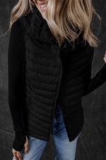 Load image into Gallery viewer, Silvery Plush Collared Quilted Zipped Puffer Vest - Fashion Queen - 23