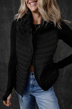 Load image into Gallery viewer, Silvery Plush Collared Quilted Zipped Puffer Vest - Fashion Queen - 26