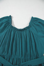 Load image into Gallery viewer, Skobeloff Frilled U Neck Puff Sleeve Belted Ruffle Hem Plus Size Midi Dress - Fashion Queen - 17