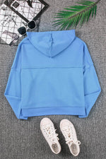 Load image into Gallery viewer, Sky Blue Casual Button Solid Patchwork Trim Hoodie - Fashion Queen - 14