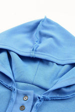 Load image into Gallery viewer, Sky Blue Casual Button Solid Patchwork Trim Hoodie - Fashion Queen - 15