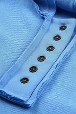 Load image into Gallery viewer, Sky Blue Casual Button Solid Patchwork Trim Hoodie - Fashion Queen - 19