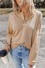 Load image into Gallery viewer, Sky Blue Casual Button Solid Patchwork Trim Hoodie - Fashion Queen - 7