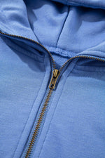 Load image into Gallery viewer, Sky Blue Casual Zipped Short Sleeve Hoodie and Shorts Set - Fashion Queen - 13