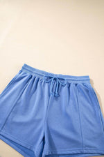 Load image into Gallery viewer, Sky Blue Casual Zipped Short Sleeve Hoodie and Shorts Set - Fashion Queen - 17