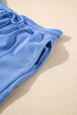 Load image into Gallery viewer, Sky Blue Casual Zipped Short Sleeve Hoodie and Shorts Set - Fashion Queen - 19