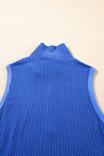 Load image into Gallery viewer, Sky Blue Corded Collared Half Zip Tank Top Two Piece Shorts Set - Fashion Queen - 19