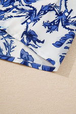 Load image into Gallery viewer, Sky Blue Floral Print Notched Neck Elegant Blouse - Fashion Queen - 10