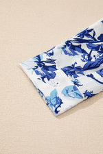 Load image into Gallery viewer, Sky Blue Floral Print Notched Neck Elegant Blouse - Fashion Queen - 11