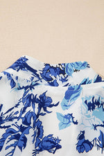 Load image into Gallery viewer, Sky Blue Floral Print Notched Neck Elegant Blouse - Fashion Queen - 12