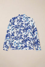 Load image into Gallery viewer, Sky Blue Floral Print Notched Neck Elegant Blouse - Fashion Queen - 8
