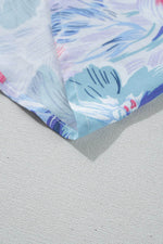Load image into Gallery viewer, Sky Blue Floral Spaghetti Strap Surplice Neck Shirred Waist Mini Dress - Fashion Queen -  13
