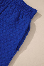 Load image into Gallery viewer, Sky Blue Jacquard Textured Buttoned Tee and Shorts Set - Fashion Queen - 15