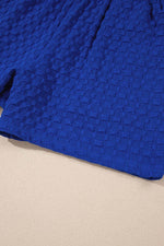 Load image into Gallery viewer, Sky Blue Jacquard Textured Buttoned Tee and Shorts Set - Fashion Queen - 16
