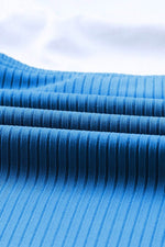 Load image into Gallery viewer, Sky Blue Orange Adjustable Straps Ribbed Knit One Piece Swimsuit - Fashion Queen - 13