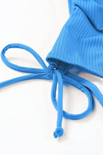 Load image into Gallery viewer, Sky Blue Orange Adjustable Straps Ribbed Knit One Piece Swimsuit - Fashion Queen - 14