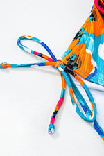 Load image into Gallery viewer, Sky Blue Orange Adjustable Straps Ribbed Knit One Piece Swimsuit - Fashion Queen - 21