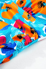 Load image into Gallery viewer, Sky Blue Orange Adjustable Straps Ribbed Knit One Piece Swimsuit - Fashion Queen - 24