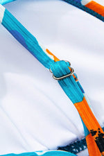 Load image into Gallery viewer, Sky Blue Orange Adjustable Straps Ribbed Knit One Piece Swimsuit - Fashion Queen - 25