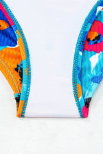 Load image into Gallery viewer, Sky Blue Orange Adjustable Straps Ribbed Knit One Piece Swimsuit - Fashion Queen - 28