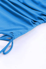 Load image into Gallery viewer, Sky Blue Orange Adjustable Straps Ribbed Knit One Piece Swimsuit - Fashion Queen - 8