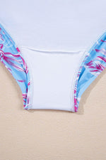 Load image into Gallery viewer, Sky Blue Plus Size Floral Print Twisted High Waist Bikini Set - Fashion Queen - 17