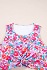 Load image into Gallery viewer, Sky Blue Plus Size Floral Print Twisted High Waist Bikini Set - Fashion Queen - 22