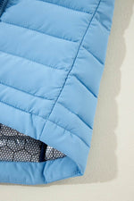 Load image into Gallery viewer, Sky Blue Plush Collared Quilted Zipped Puffer Vest - Fashion Queen - 19