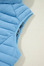Load image into Gallery viewer, Sky Blue Plush Collared Quilted Zipped Puffer Vest - Fashion Queen - 20
