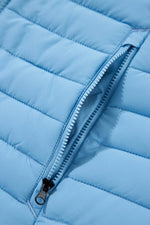 Load image into Gallery viewer, Sky Blue Plush Collared Quilted Zipped Puffer Vest - Fashion Queen - 21