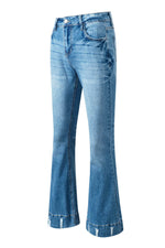 Load image into Gallery viewer, Sky Blue Slight Distressed Medium Wash Flare Jeans - Fashion Queen - 28