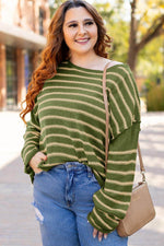 Load image into Gallery viewer, Sky Blue Stripe Drop Shoulder Casual Sweater - Fashion Queen - 11
