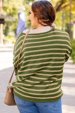 Load image into Gallery viewer, Sky Blue Stripe Drop Shoulder Casual Sweater - Fashion Queen - 12