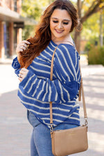 Load image into Gallery viewer, Sky Blue Stripe Drop Shoulder Casual Sweater - Fashion Queen - 15