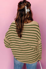 Load image into Gallery viewer, Sky Blue Stripe Drop Shoulder Casual Sweater - Fashion Queen - 5