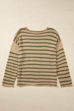 Load image into Gallery viewer, Sky Blue Stripe Drop Shoulder Casual Sweater - Fashion Queen - 6