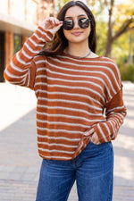 Load image into Gallery viewer, Sky Blue Stripe Drop Shoulder Casual Sweater - Fashion Queen - 7