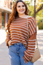 Load image into Gallery viewer, Sky Blue Stripe Drop Shoulder Casual Sweater - Fashion Queen - 8