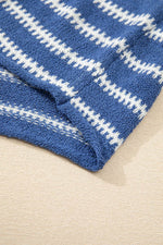 Load image into Gallery viewer, Sky Blue Stripe Drop Shoulder O Neck Plus Size Sweater - Fashion Queen - 11