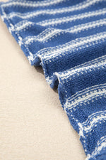 Load image into Gallery viewer, Sky Blue Stripe Drop Shoulder O Neck Plus Size Sweater - Fashion Queen - 14