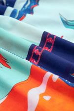 Load image into Gallery viewer, Sky Blue Tropical Printed Square Neck Flutter Sleeve Babydoll Blouse - Fashion Queen - 22