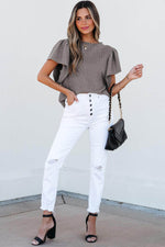 Load image into Gallery viewer, Sleet Solid Color Textured Flutter Sleeve Top - Fashion Queen - 11