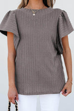 Load image into Gallery viewer, Sleet Solid Color Textured Flutter Sleeve Top - Fashion Queen - 13