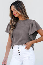 Load image into Gallery viewer, Sleet Solid Color Textured Flutter Sleeve Top - Fashion Queen - 3