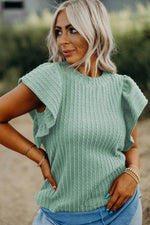 Load image into Gallery viewer, Sleet Solid Color Textured Flutter Sleeve Top - Fashion Queen - 9